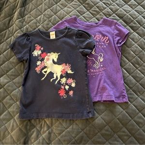 Set of 2 purple unicorn shirts